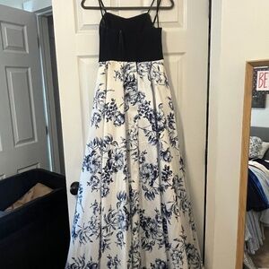 Speechless Blue Floral Strapless Prom Dress